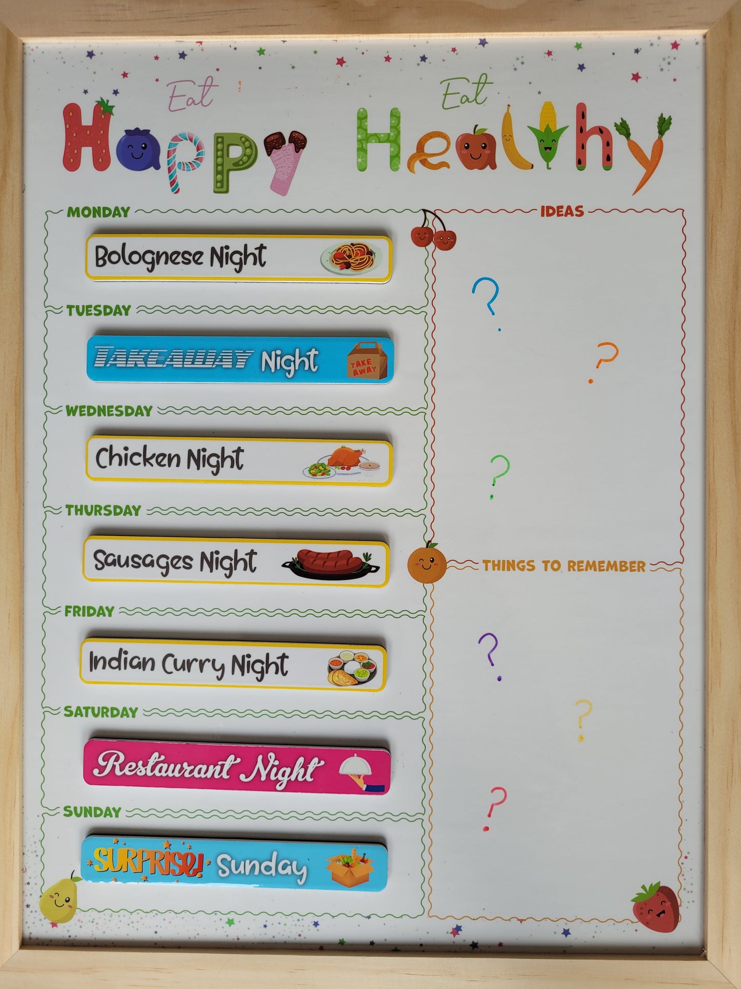NEW! Eat Happy Eat Healthy - Premium A3 Wooden Whiteboard Set